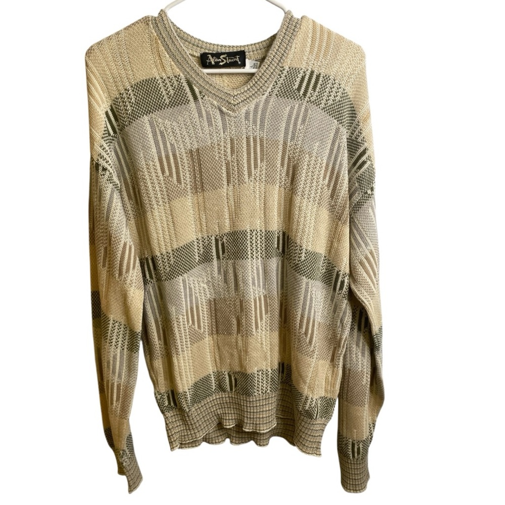 Alan Stuart V-Neck Sweater in Tan and Gray